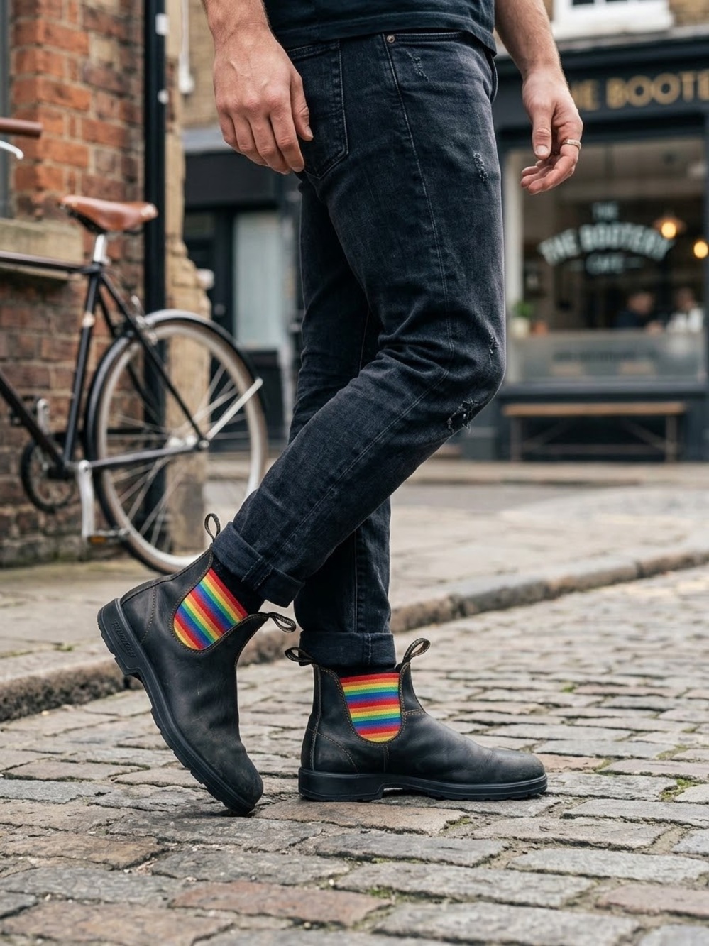 Blundstone Pride Rainbow Elastic Black Leather Chelsea Boots Men’s EU 11 / US 12